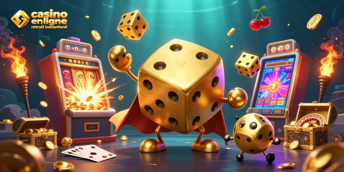 Jouez à casino en ligne retrait instantané avec une illustration 3D riche en couleurs et en éléments dynamiques.