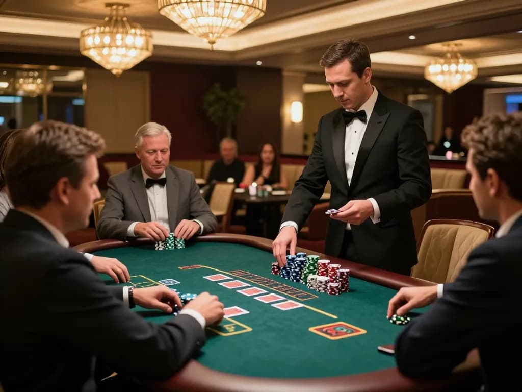 Players enjoy a thrilling blackjack game at qq88, showcasing excitement and strategic gameplay in a luxurious casino.