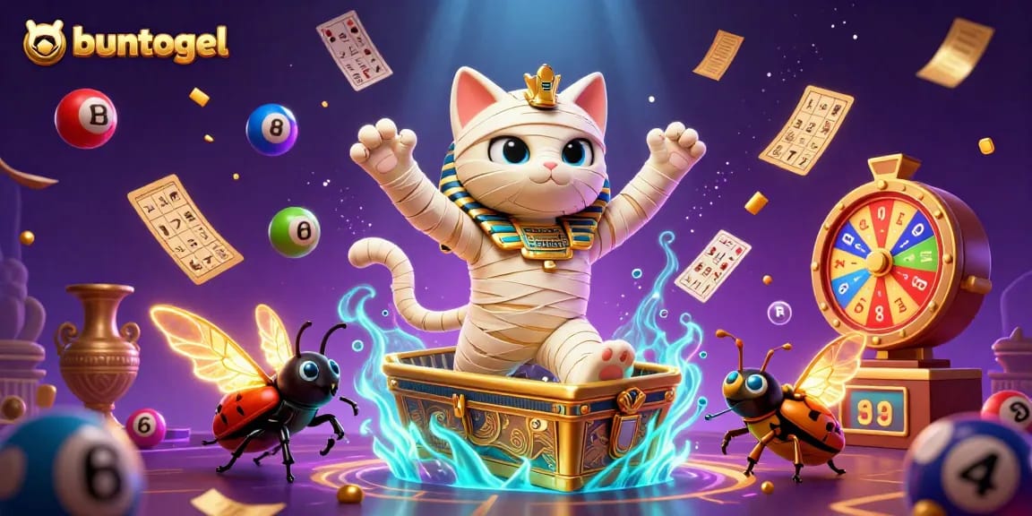 Experience the excitement of buntogel with vibrant lottery elements, golden casino features, and dynamic gaming action.