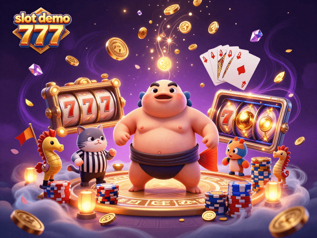 Immerse in the excitement of slot demo 777 and winning opportunities amid glowing coins and vibrant characters.