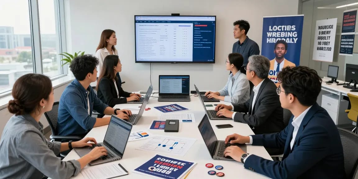 Effective political strategy meeting using google ads for political campaigns to target voters.