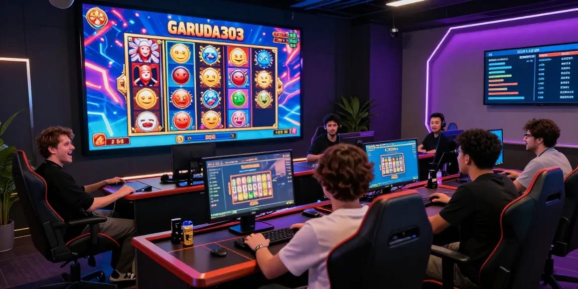 Exciting Garuda303 slot gaming scene showcasing players engaged in vibrant online gambling atmosphere.