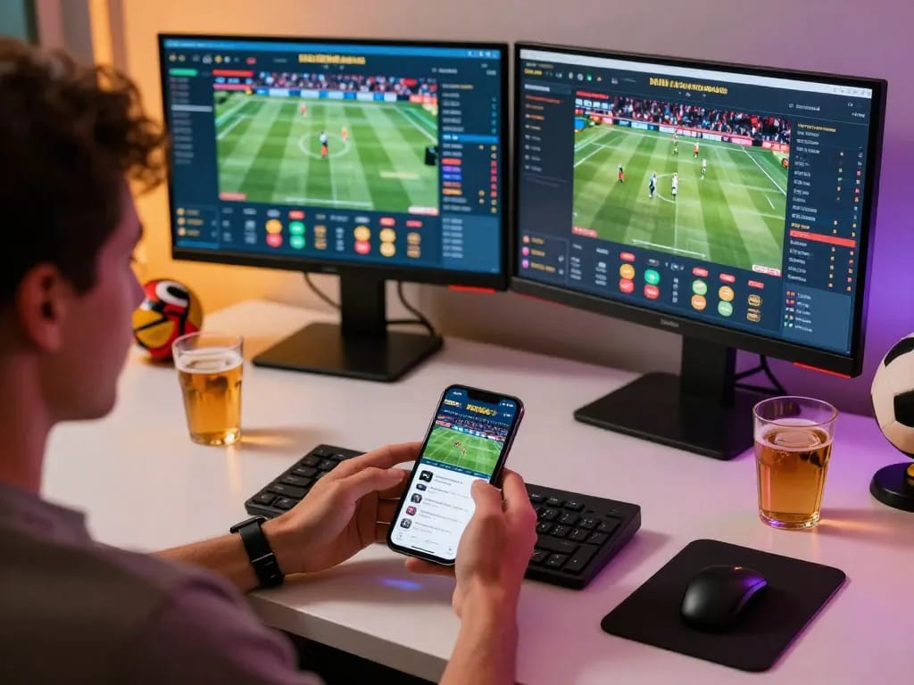 Engaging in live sports betting on mobile with 7m odds displayed on smartphone screen.