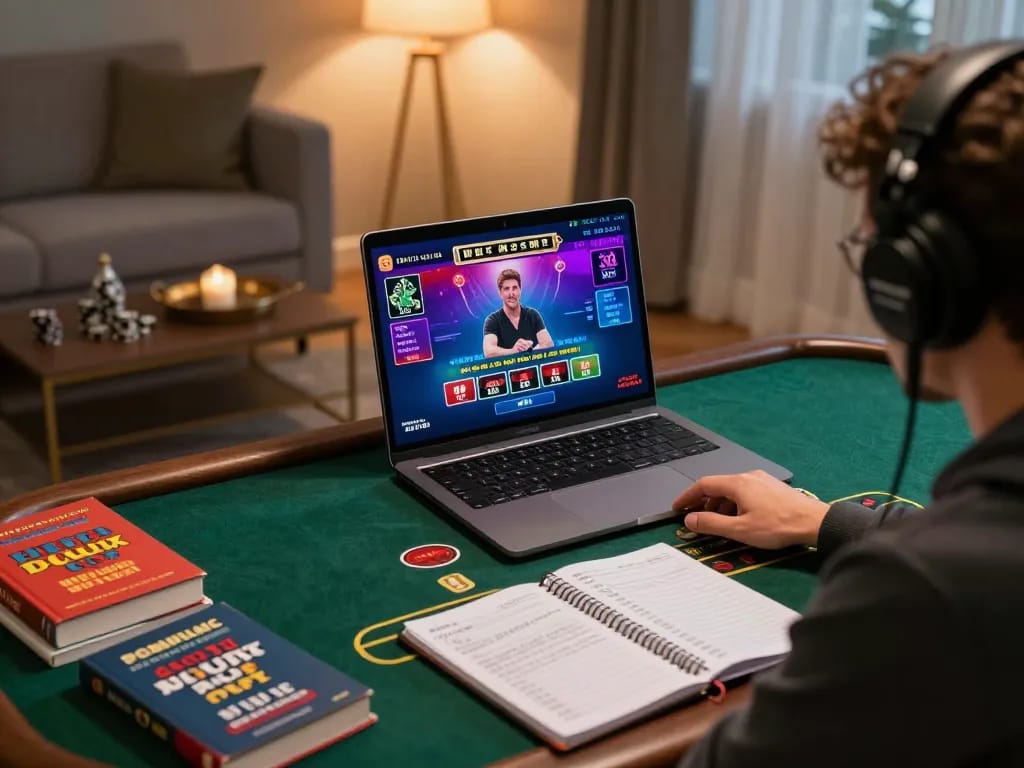 Enjoying migliori casino online stranieri with engaging live dealer gameplay on a laptop in a cozy home setting.