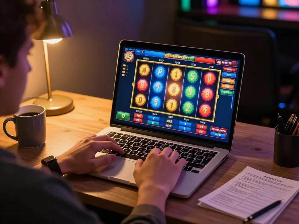Player enjoying an engaging gaming session on 888top with colorful slot game interface