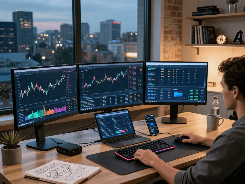 metatrader 5 官网的专业交易工作空间，展示加密货币交易界面和图表分析工具