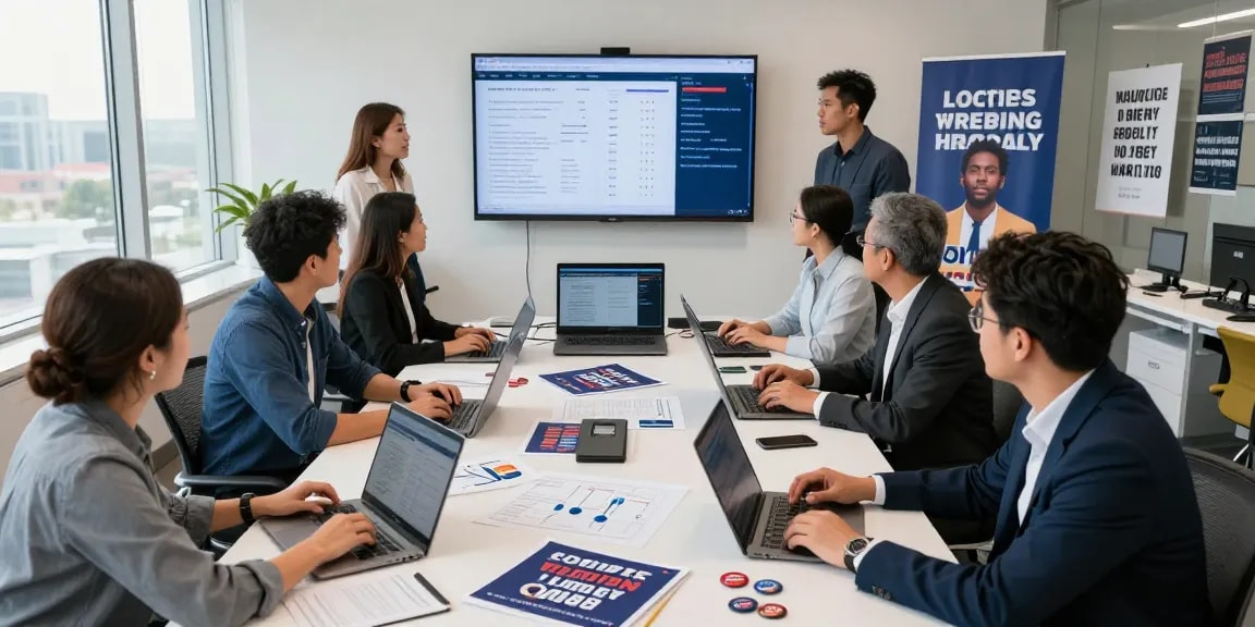 Effective political strategy meeting using google ads for political campaigns to target voters.