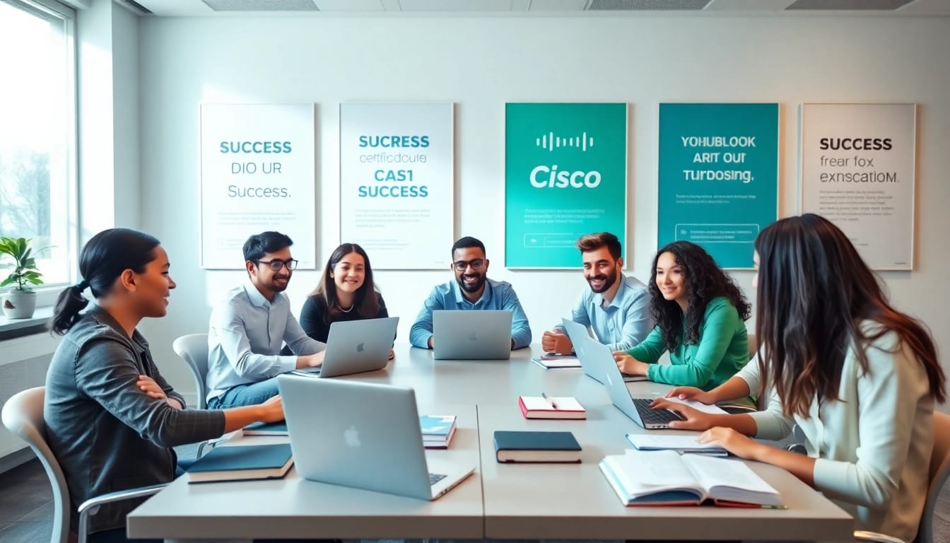 Cisco exam assistance study group collaborating on certification preparation.