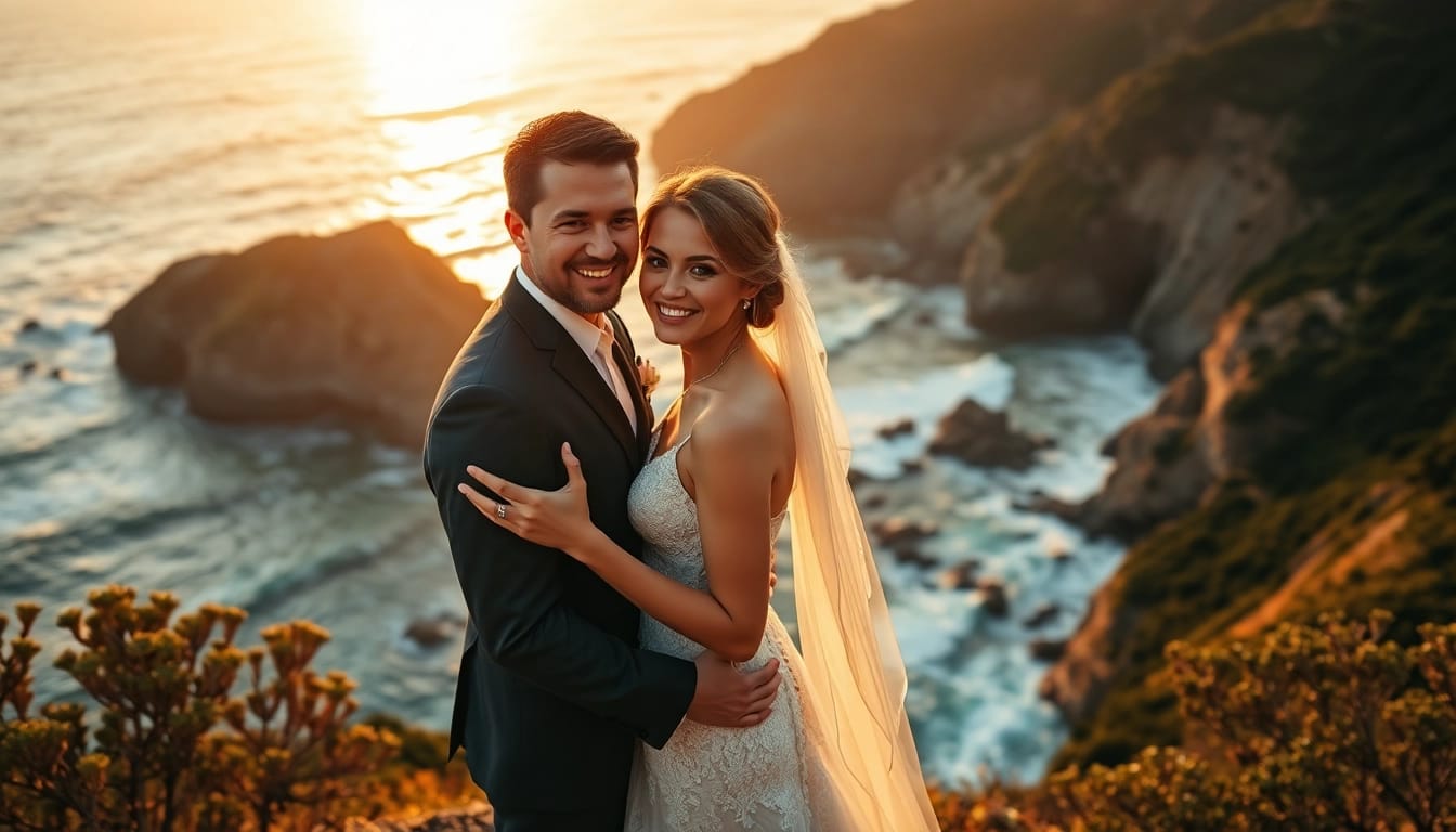 Capture a beautiful moment of Big Sur wedding photography showcasing an intimate couple against stunning ocean views.