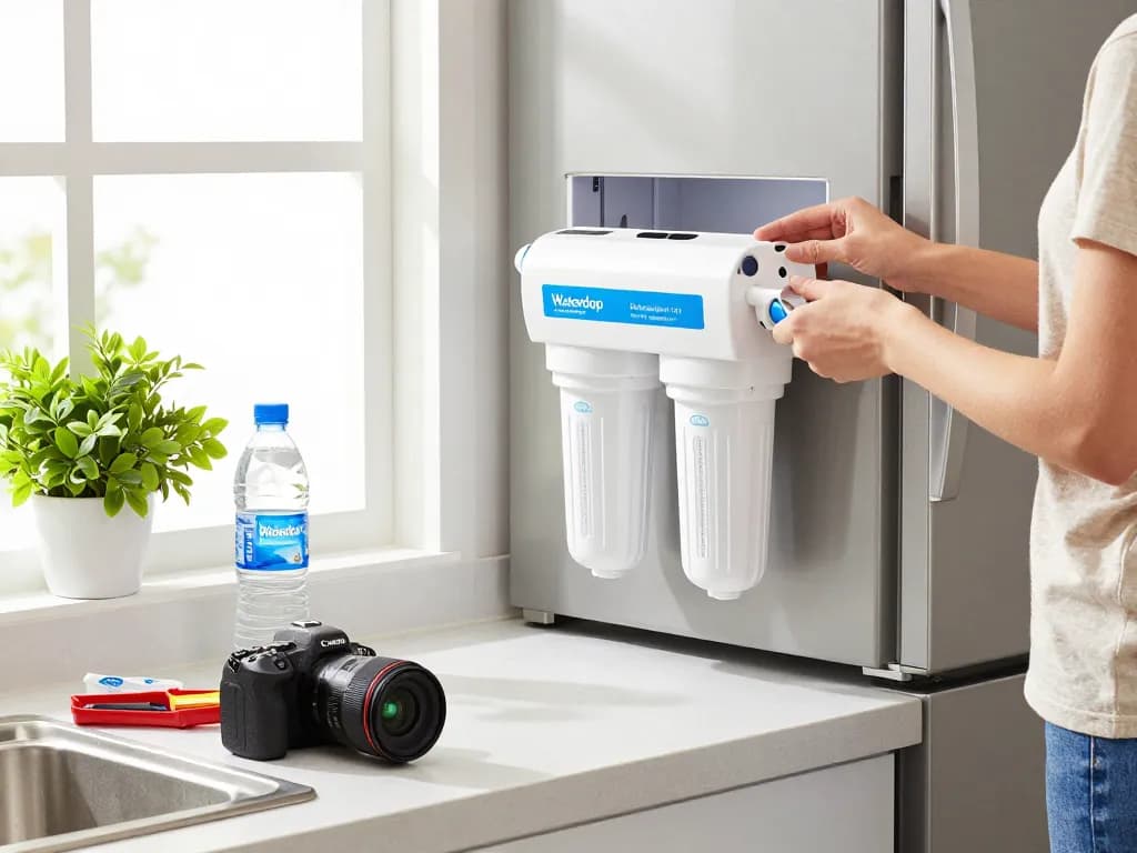 Replacing Waterdrop EDR1RXD1 Replacement for Everydrop® Filter 1 in a modern kitchen