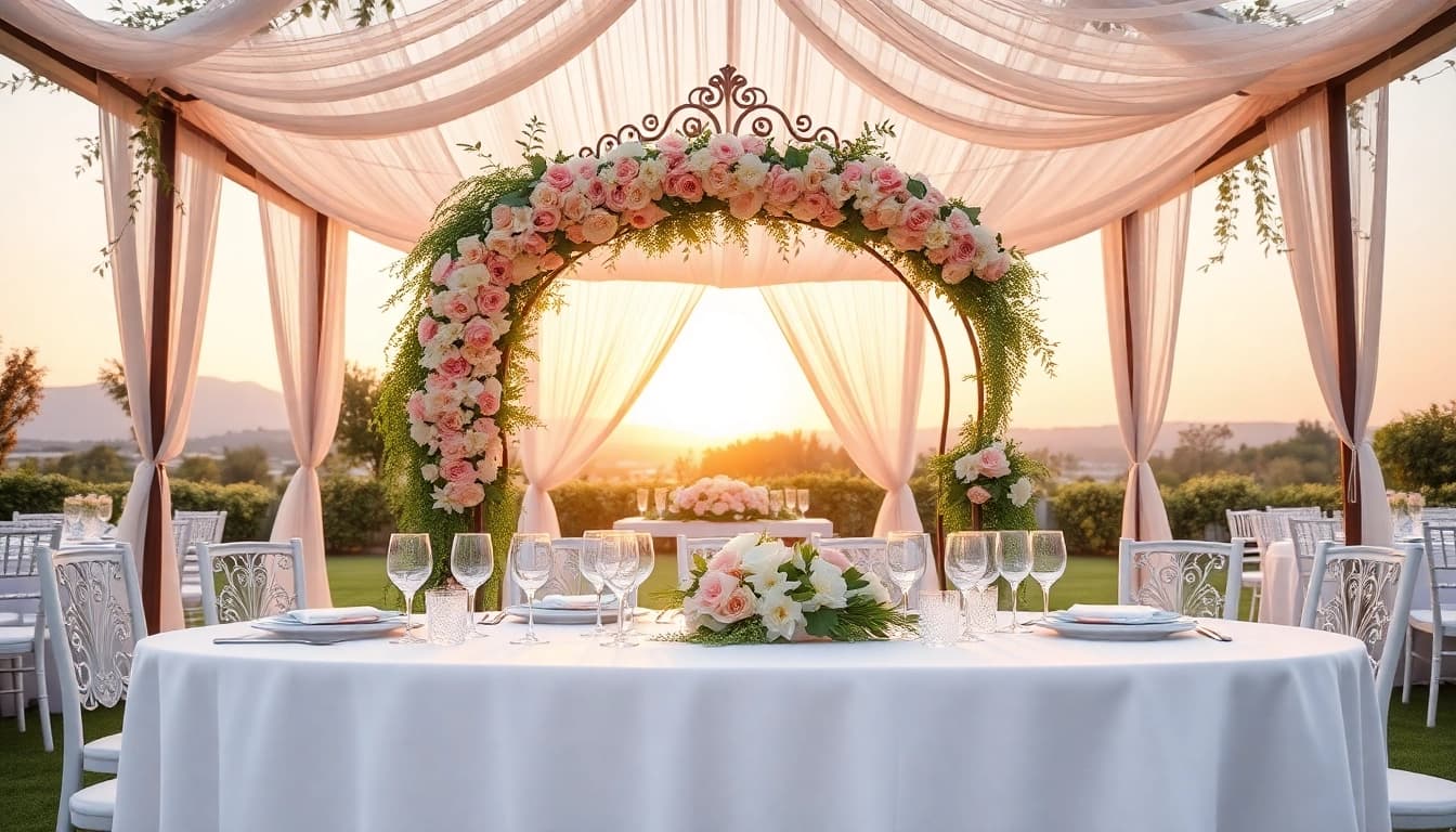 Experience stunning Wedding & Event Rentals with elegant decor and beautiful floral arrangements.