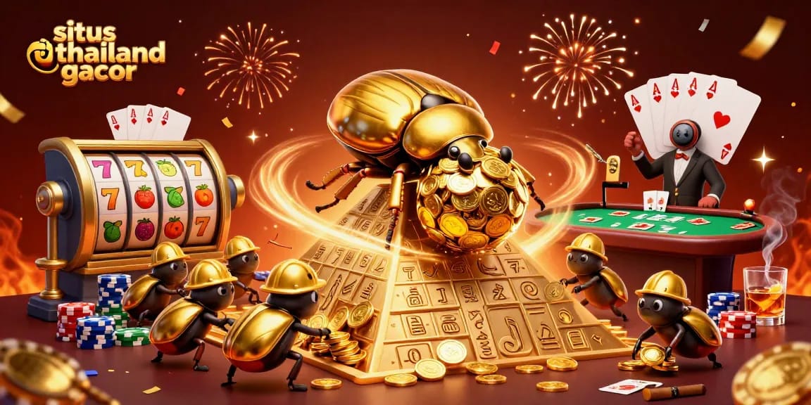 Engage with situs thailand gacor featuring dynamic beetles in an exciting casino-themed illustration.