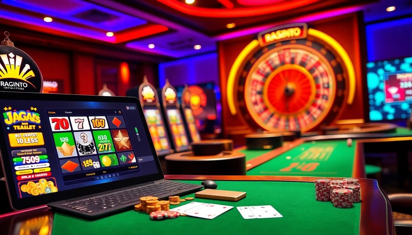 Engage in the thrill of cara daftar Naga169 with vibrant online casino elements, showcasing slots and table games.