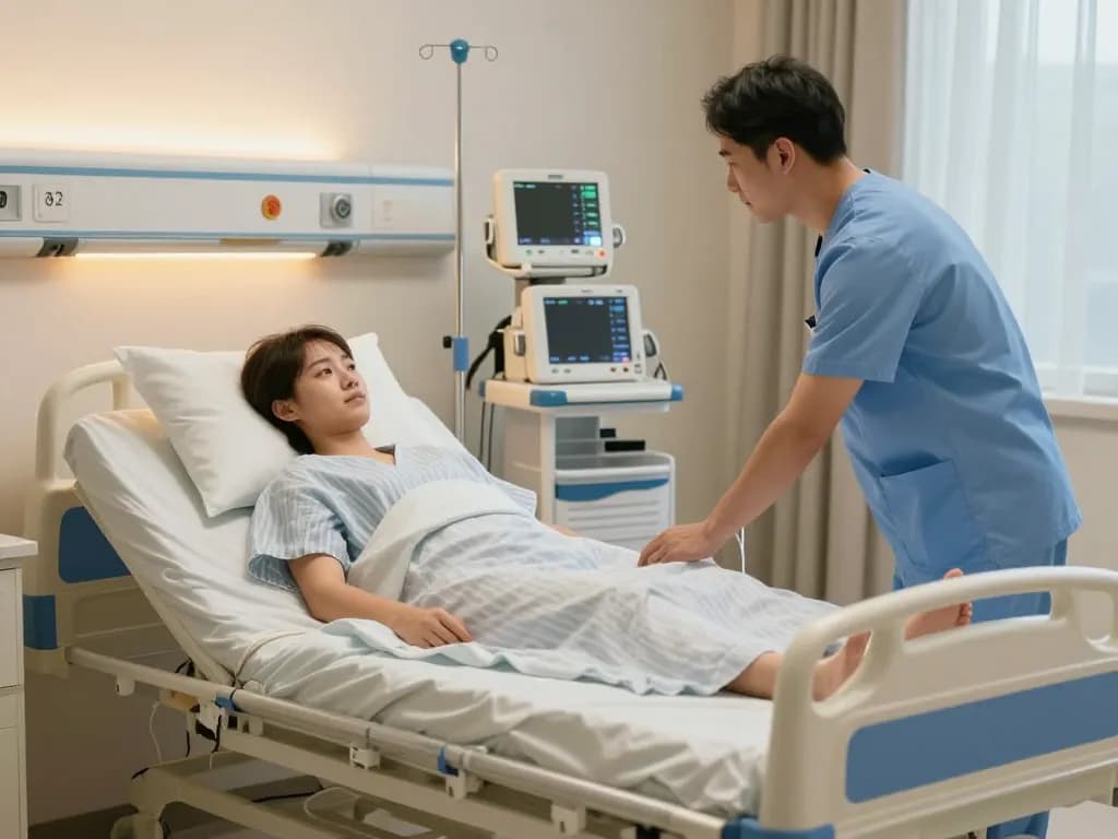 giường bệnh nhân with adjustable features for patient comfort and accessibility in a healthcare setting.