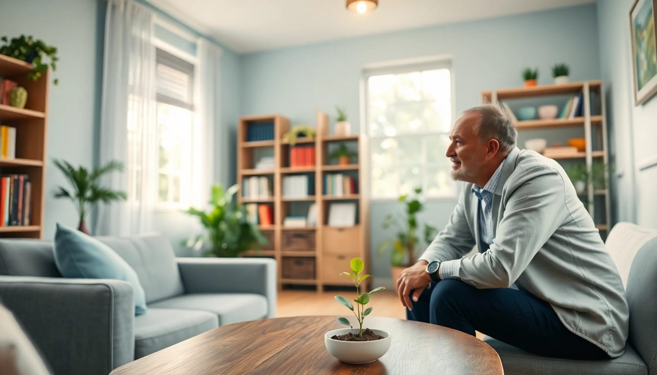 Understanding depression symptoms through a supportive therapy session in a calming environment.