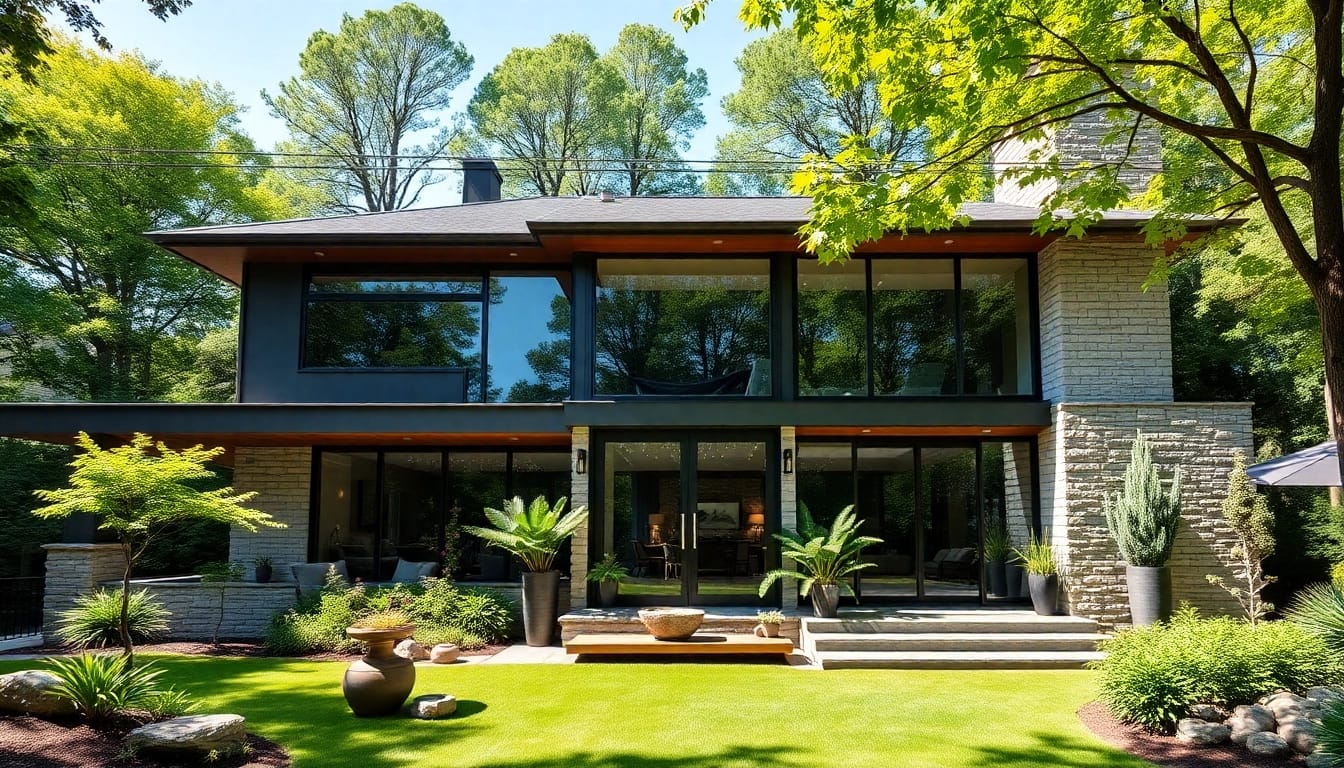 Luxury home architect Boston presenting a stunning residential design in a vibrant setting.