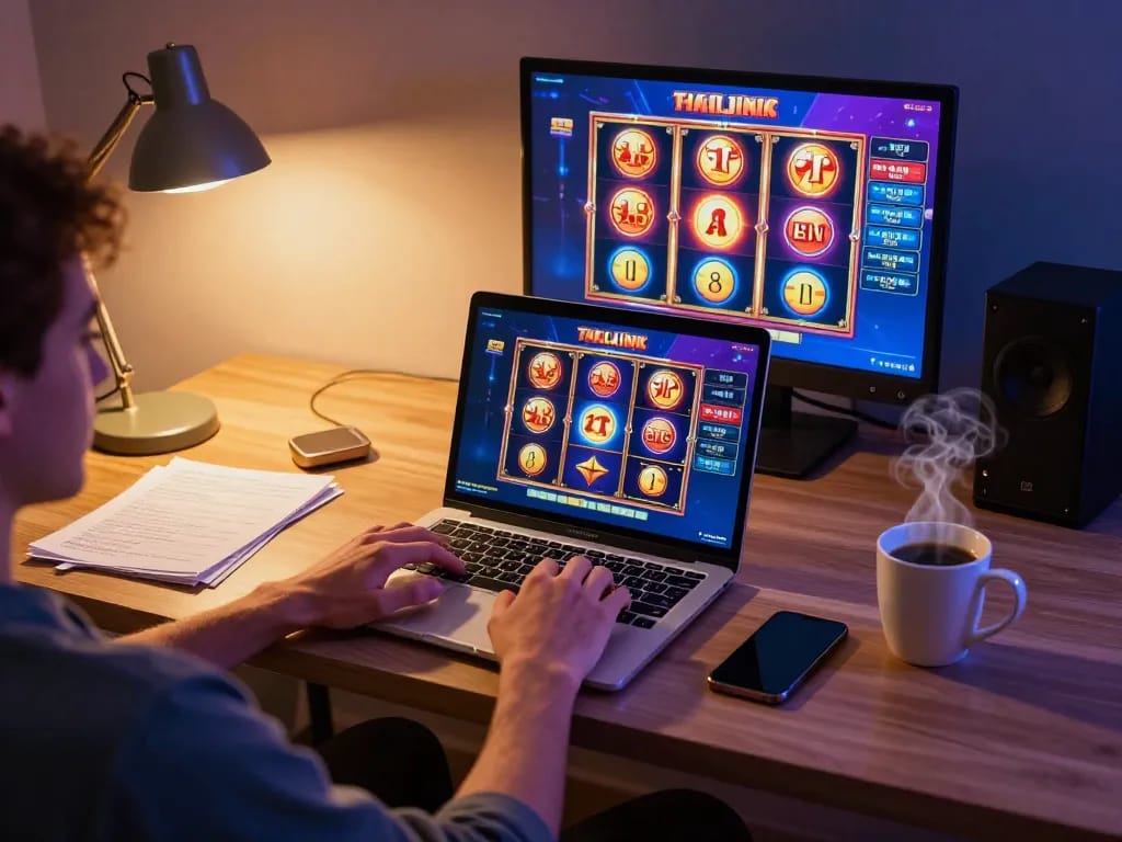 Engaging in thrilling online gambling at home with slot server thailand on screen
