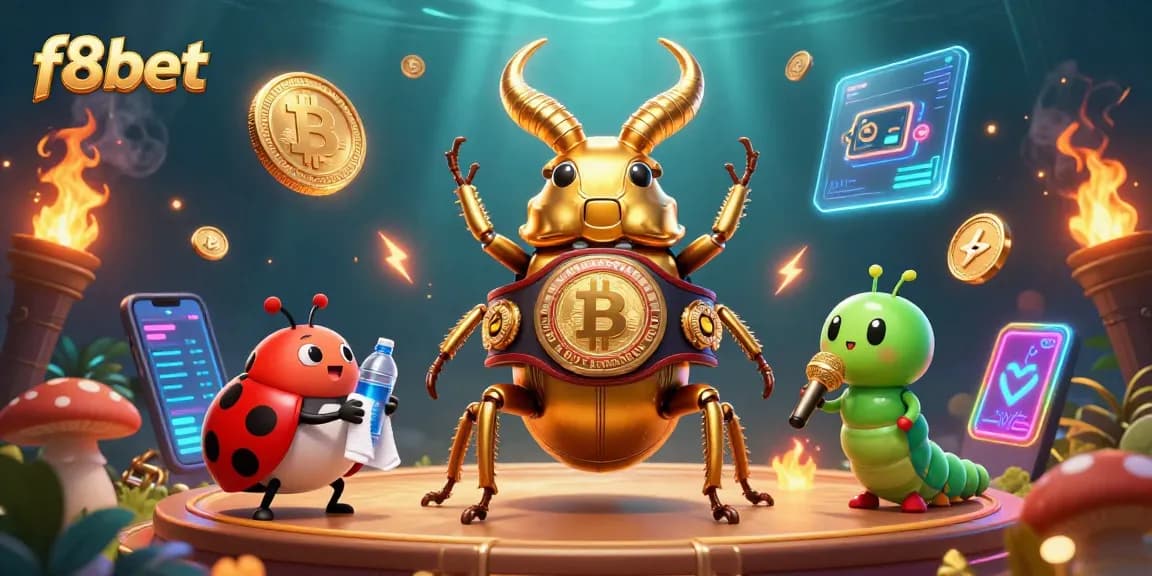 Experience thrilling action at f8bet with dynamic casino characters in a vibrant 3D illustration.