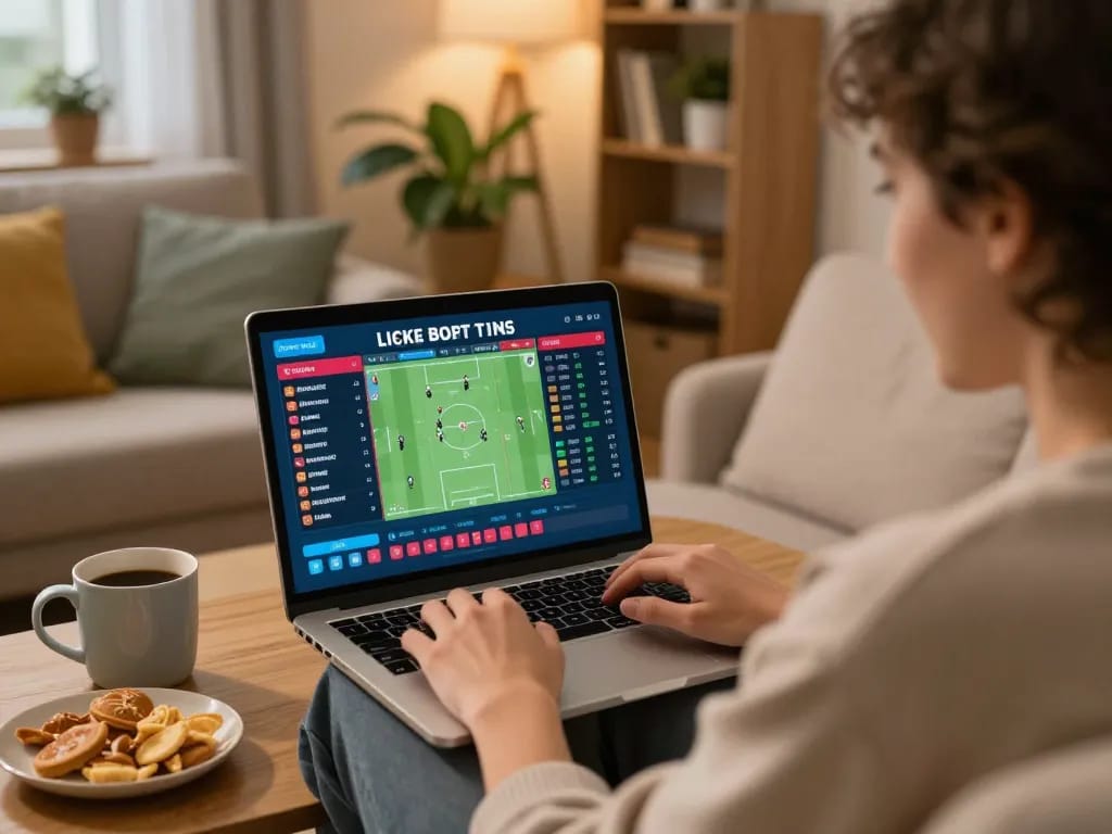 Experience 77WIN sports betting with live odds in a cozy home setup, highlighting strategic gameplay.
