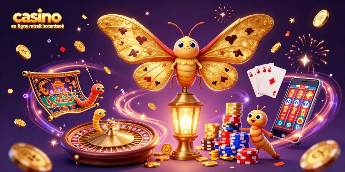 Gagnez rapidement sur un casino en ligne retrait instantané, entouré de jetons et de jeux dynamiques.
