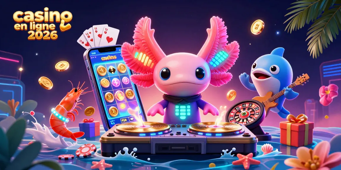 Véritable expérience de casino en ligne 2026 avec DJ axolotl et des éléments de jeux vibrants.