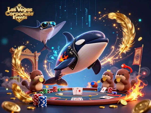 Experience thrilling Las Vegas Corporate Events with dynamic casino action featuring animated sea creatures and gaming elements.