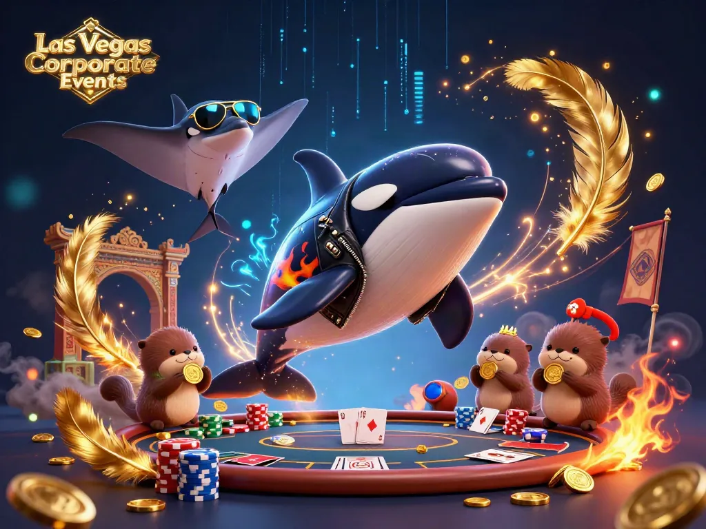 Experience thrilling Las Vegas Corporate Events with dynamic casino action featuring animated sea creatures and gaming elements.