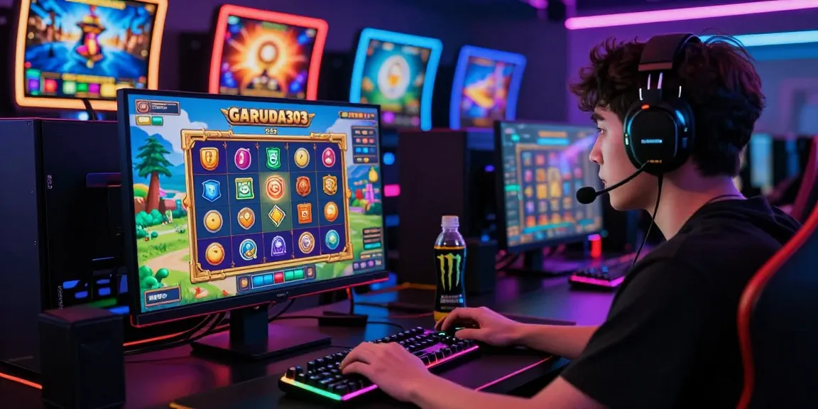 Engaging GARUDA303 slot gameplay on a modern gaming setup showcasing vibrant graphics and technology.