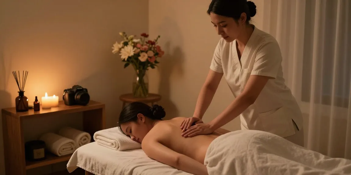 Relaxing massage therapy session highlighting the soothing atmosphere for 마사지.