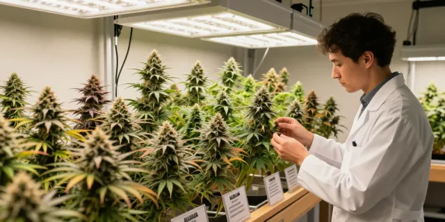 Premium Alien Lab cannabis flowers in a professional grow room.