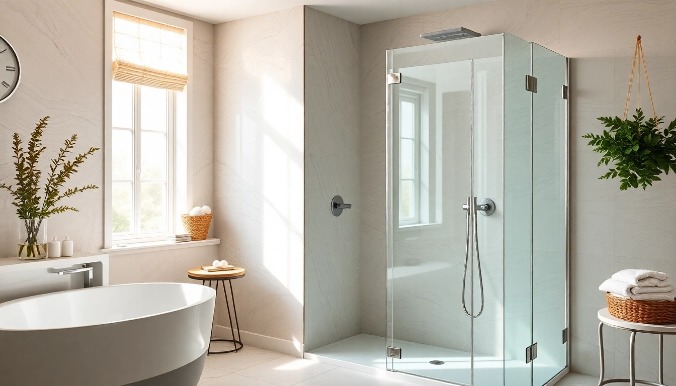 Showcase of semi-frameless shower screens in a luxurious bathroom environment.