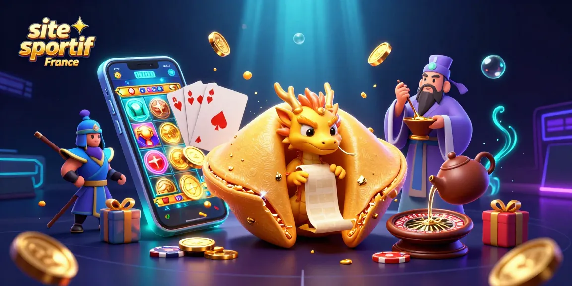 Visualisez le site paris sportif France avec un dragon sage et un cookie fortune doré.