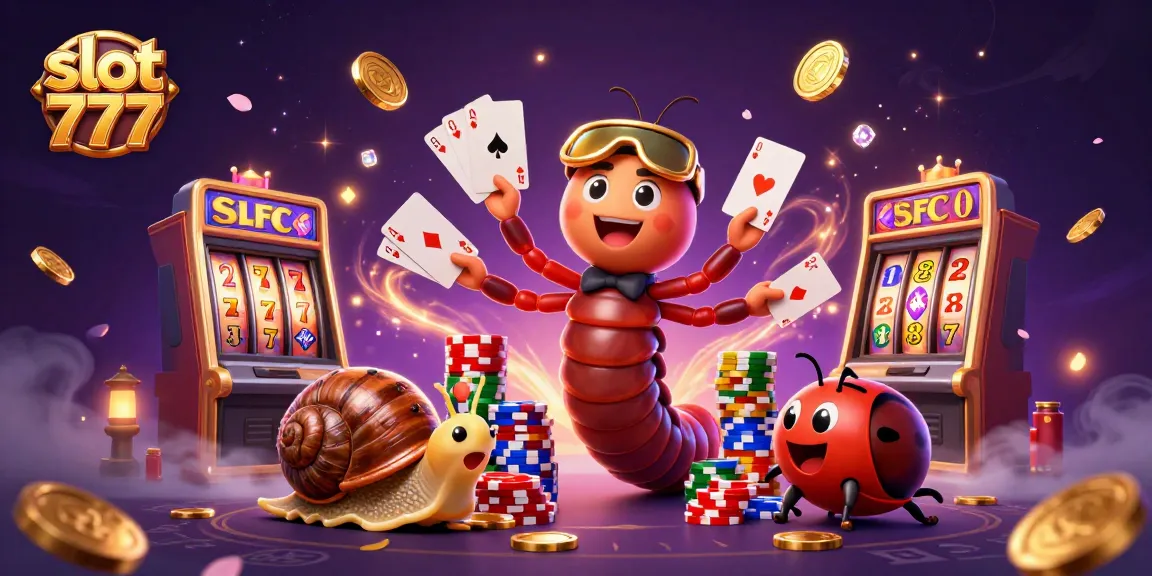 Spin and win at slot 777 with 3D characters celebrating a jackpot, including vibrant coins and slot reels.