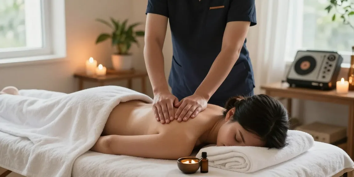 Swedish massage therapy session in a calming room environment with soothing lighting and aromatic oils.