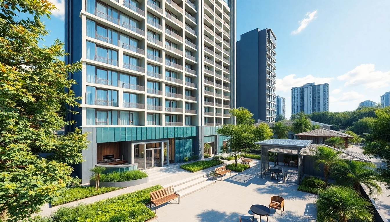 View of a modern luxury executive condominium, tampines ec, showcasing vibrant community amenities.