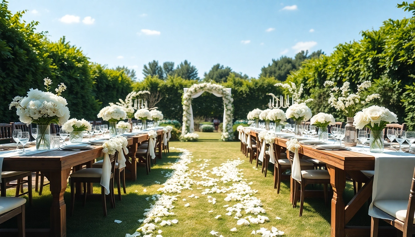 Transform your celebration with stunning Wedding & Event Rentals in a beautiful outdoor setting.