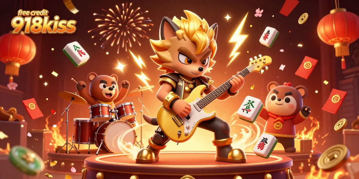 Experience the excitement of free credit 918kiss with vibrant casino-themed 3D illustration showcasing lively characters and dynamic elements.