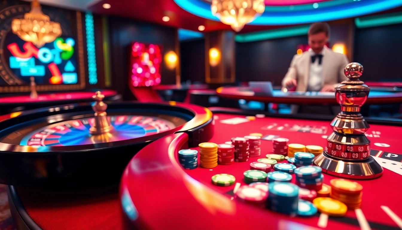 Experience high-stakes excitement with MM 88 at a luxurious casino table featuring vibrant chips and cards.