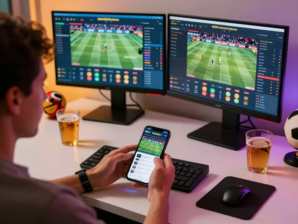 Engaging in live sports betting on mobile with 7m odds displayed on smartphone screen.