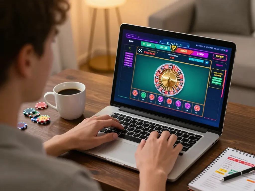 Engaged player enjoying live roulette on laptop while exploring xfzc168 for strategic gameplay