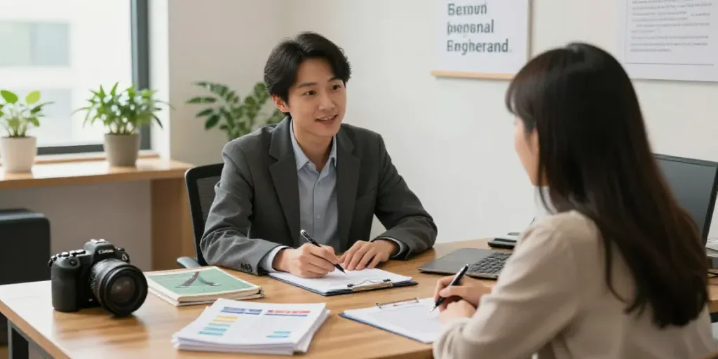 Consultation scene for mpu vorbereitung hannover showing a psychologist aiding clients effectively.