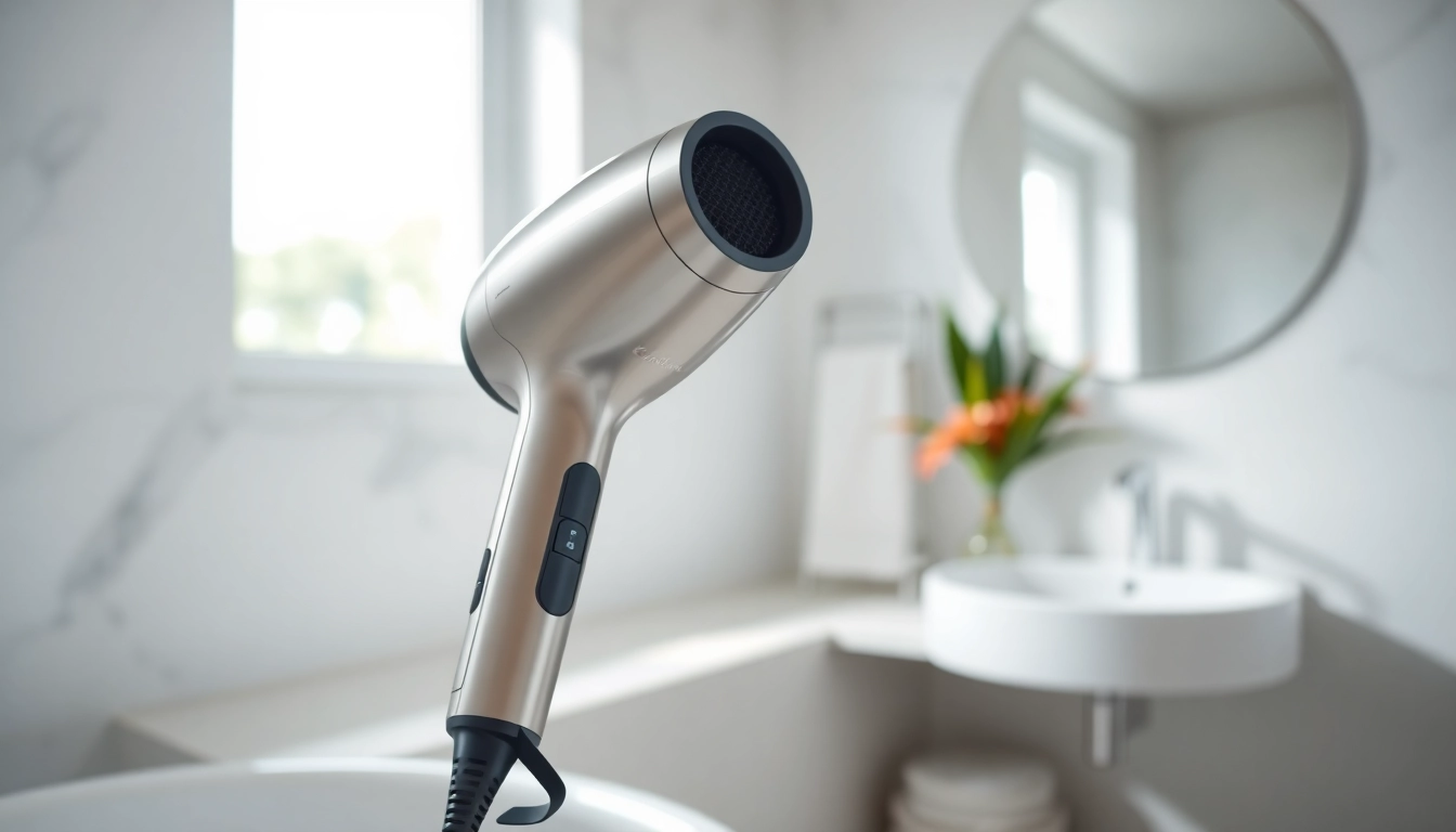 Creating voluminous hair with an ionic hair dryer designed for professional results.