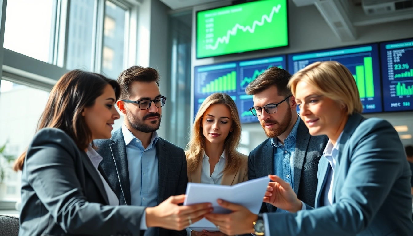 Analyzing B2B competitive intelligence with a professional business team in a modern office.