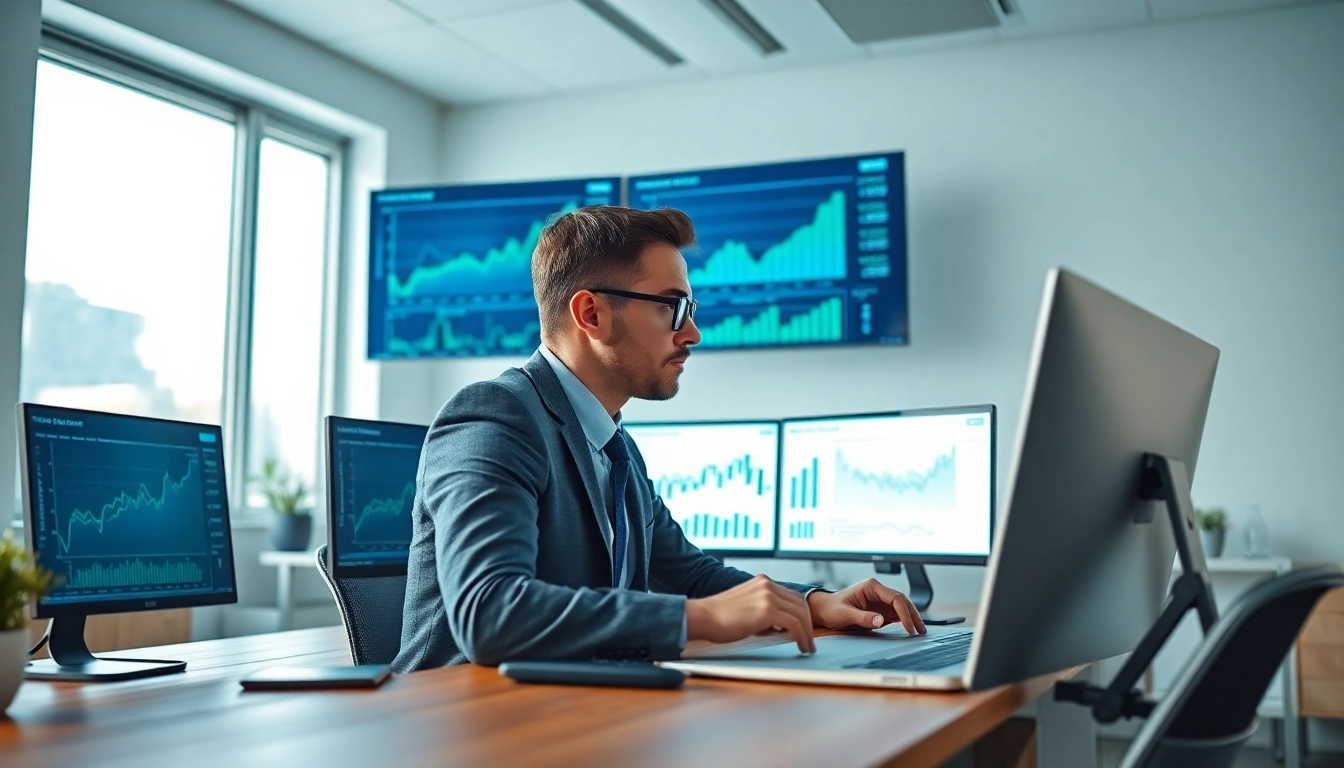 Analyze SEO performance metrics with professional digital marketer in modern office.
