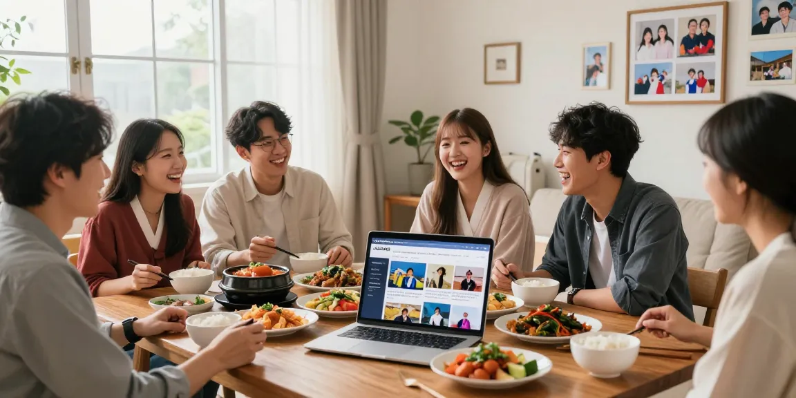 Celebrate Asian culture through food and friendship with https://hanadultalk.com as friends share stories over a table of colorful dishes.
