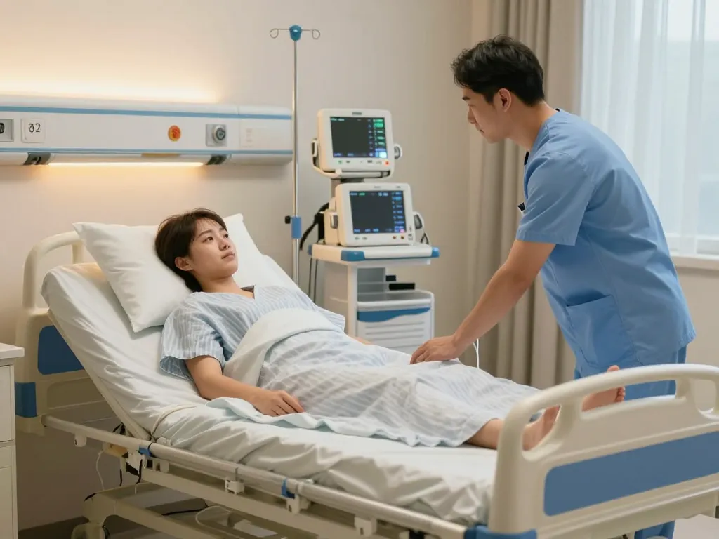 giường bệnh nhân with adjustable features for patient comfort and accessibility in a healthcare setting.