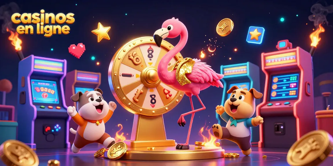 Essayez votre chance aux casinos en ligne avec cette illustration captivante de jeux et de prix.