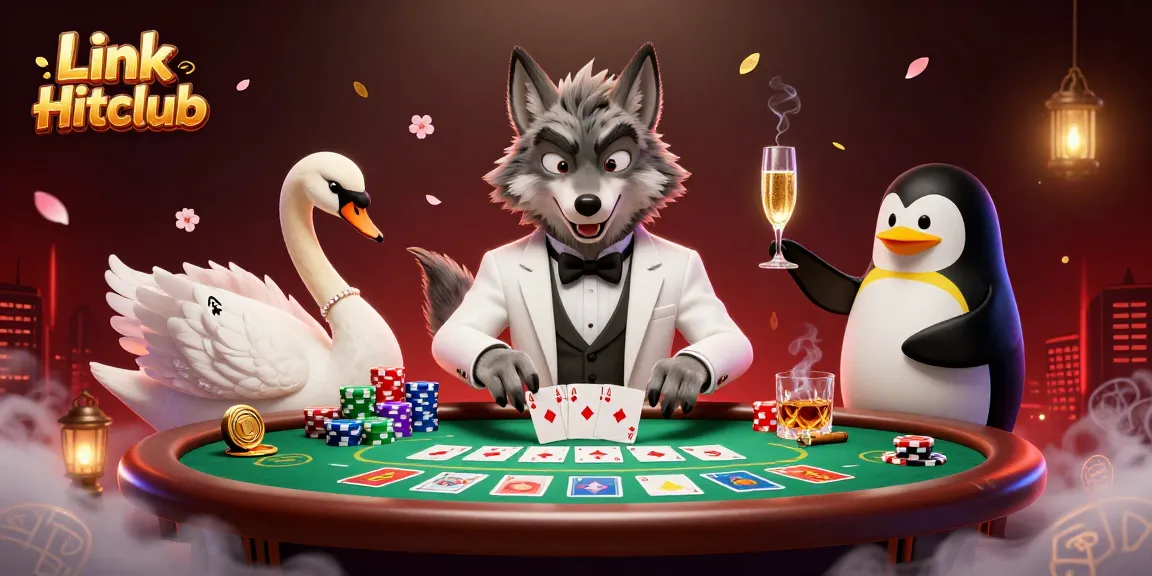 Win big at Link Hitclub with stylish characters enjoying card games at an elegant casino table.