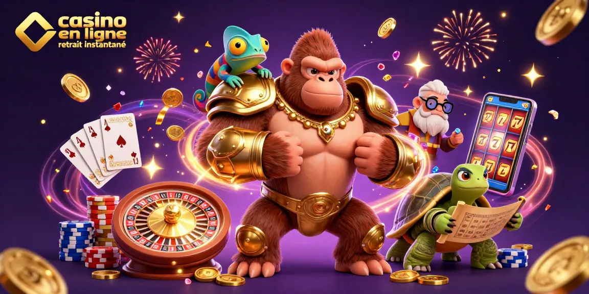 Casino en ligne retrait instantané : Gagnez avec le gorille royal dans un univers de jeux.