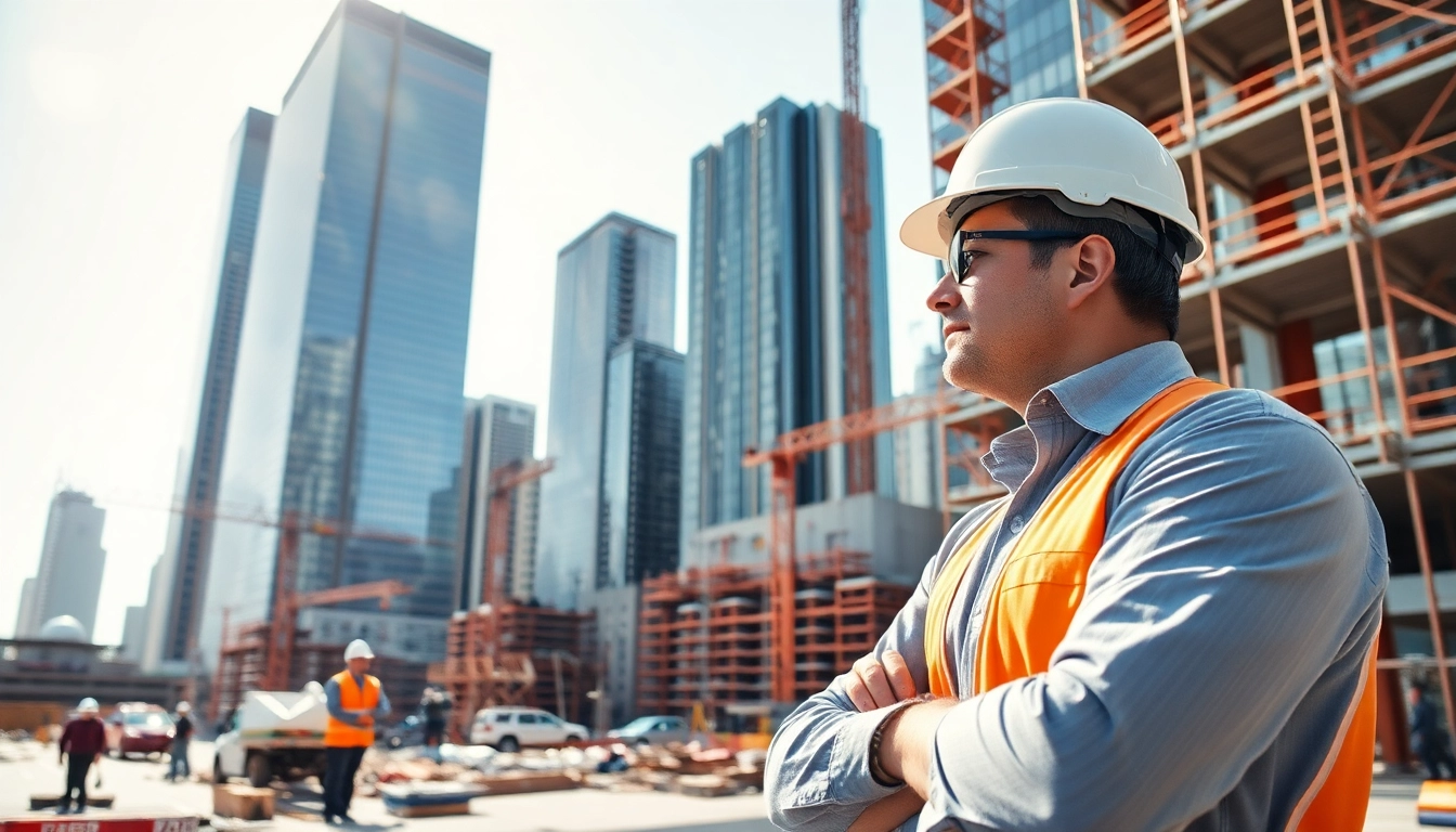 Manhattan Construction Manager coordinating a vibrant construction site in New York City.